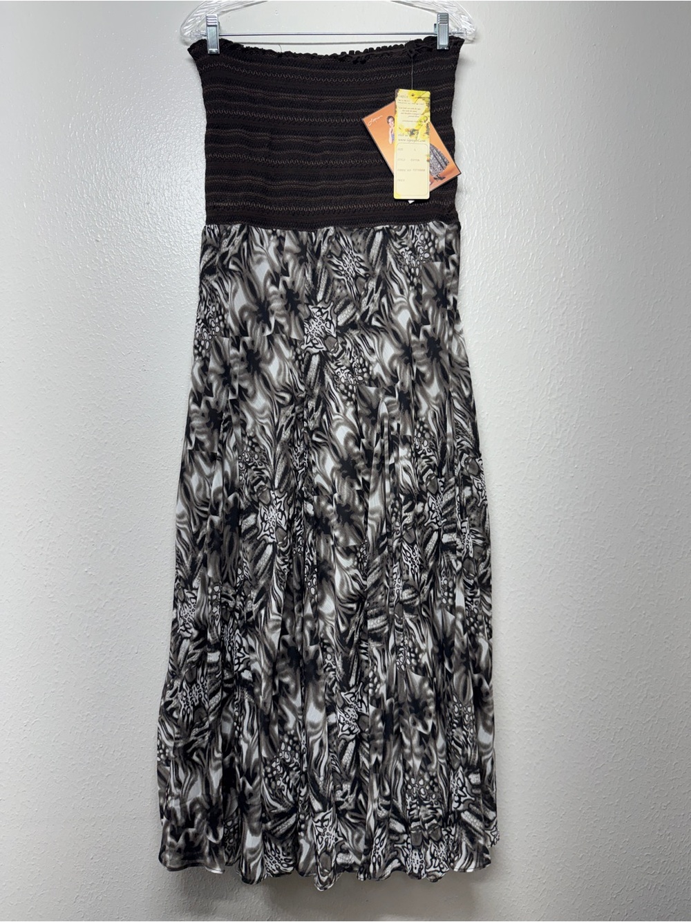 Lapis Brown & White Strapless Maxi Skirt/dress
